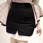 Pleated-layered Pinstriped Mini Skirt