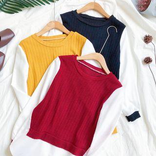 Rib Knit Panel Blouse