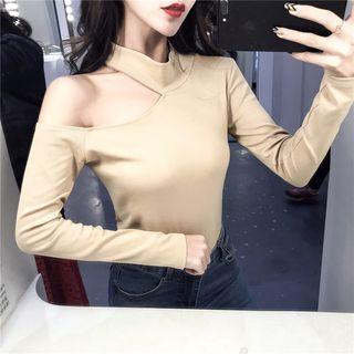 Cutout One-shoulder Long-sleeve Top