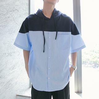 Short Sleeve Color Block Hoodie