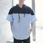 Short Sleeve Color Block Hoodie