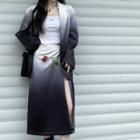 Gradient Blazer / Slit Midi A-line Skirt
