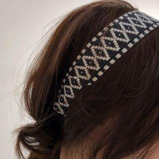 Retro Patterned Headband Black - One Size