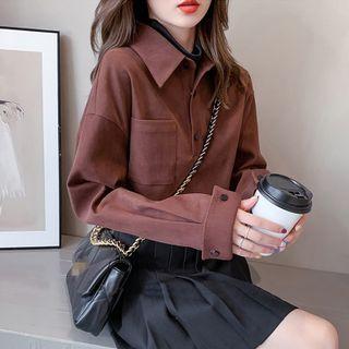Mock-neck Mock Two Piece Blouse