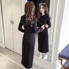 Hooded Fleece-lining Sheath Pullover Dress