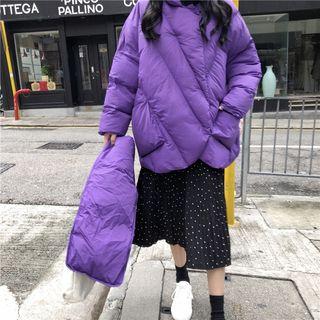 Set: Stand Collar Puffer Jacket + Scarf