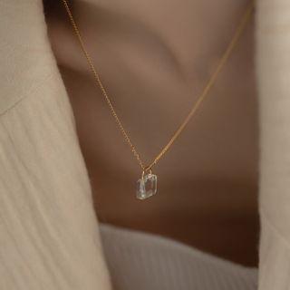 Lock Faux Crystal Pendant Alloy Necklace Gold - One Size