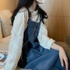 Lace Blouse / Corduroy Overall Dress / Set