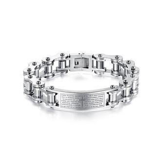 Fashion Personality Bible Cross Bicycle Chain 316l Stainless Steel Bracelet 12mm Silver - One Size