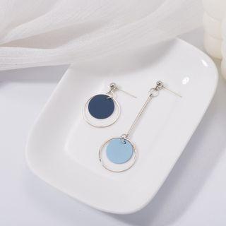 Sterling Silver Disc Ear Stud Era066-01 - 1 Pair - Light Blue & Dark Blue - One Size