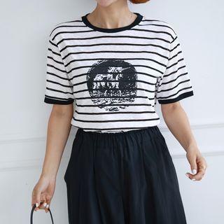 Unicorn Print Stripe T-shirt