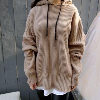 Plain Chunky Knit Sweater With Hood