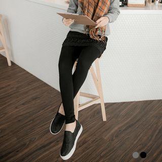 Mock Two Piece Lace Skirt With Leggings