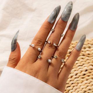 Set Of 5: Open Ring 10120 - Set Of 5 - Gray - One Size
