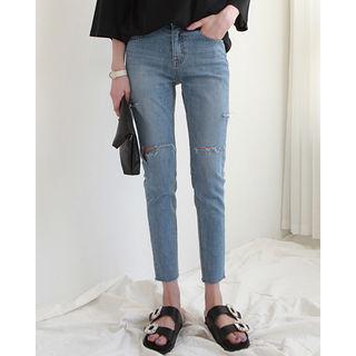 Slit-trim Slim-fit Jeans