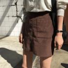 Dual-pocket Corduroy Miniskirt