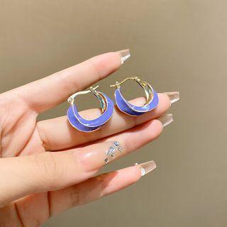 Twisted Alloy Hoop Earring E4732 - 1 Pair - Purple - One Size