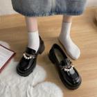 Chain Faux Pearl Platform Chunky Heel Loafers