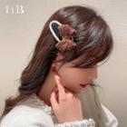 Knit Bow Faux Pearl Hair Clip
