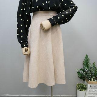 A-line Faux Suede Midi Skirt