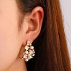 Flower Faux Pearl Rhinestone Earring 1 Pair - 01 - Gold - One Size