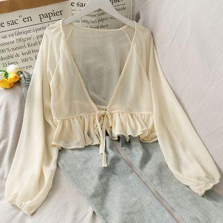 Ruffled-hem Cropped Light Shawl
