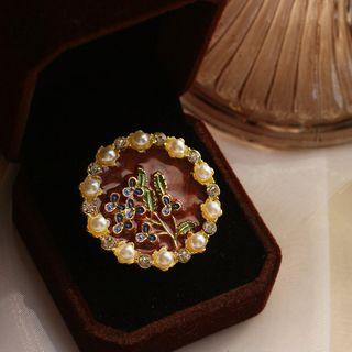 925 Sterling Silver Faux Pearl Glaze Plant Brooch As Shown In Figure - One Size
