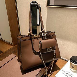 Set: Lock Shoulder Bag + Mini Chain Crossbody Bag