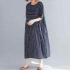 Striped Short-sleeve Dress Stripe - Dress - L