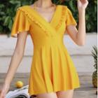 Ruffled Short-sleeve Swimdress