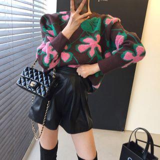 Color Block Floral Sweater