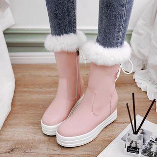 Furry Mid Calf Snow Boots