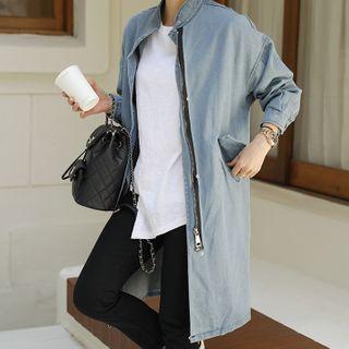 High-neck Zip-detail Denim Parka