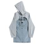 Mock Two Piece Hoodie Denim Dress