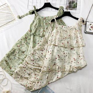 Layered Floral Chiffon Dress