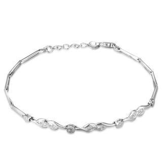 14k White Gold Diamond-cut Infinity Love Segment Bracelet (6.5)