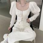 Puff Sleeve Long-sleeve Top As Shown In Figure - One Size