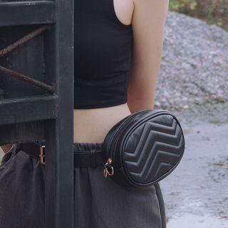 Chevron Faux Leather Waist Bag