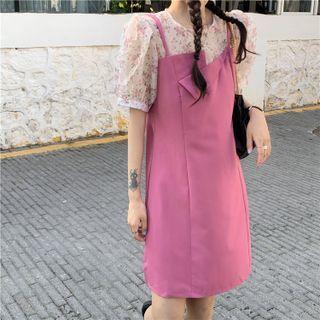 Inset Mesh Top Asymmetrical Slipdress