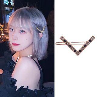 V Shape Rhinestone Alloy Hair Clip