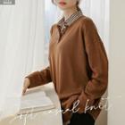 Round-neck Loose-fit Knit Henley