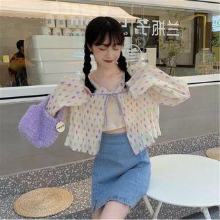 Tie-front Print Cropped Jacket
