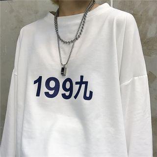 Printed Oversize Long-sleeve T-shirt White - One Size
