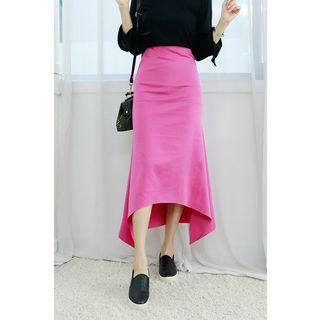 Petite Size Asymmetric-hem Long Mermaid Skirt