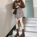 Plain Blouse / Sleeveless Double Breasted Dress