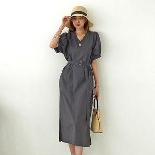 Dolman-sleeve Midi Dress With Belt