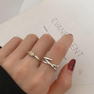 925 Sterling Silver Smiley / Cross Ring