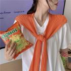 Plain Elbow-sleeve T-shirt / Knitted Cape