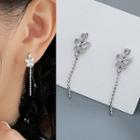 Butterfly Rhinestone Chained Alloy Dangle Earring 1 Pair - Silver - One Size
