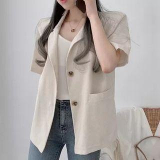Short Sleeve Single-breasted Plain Blazer